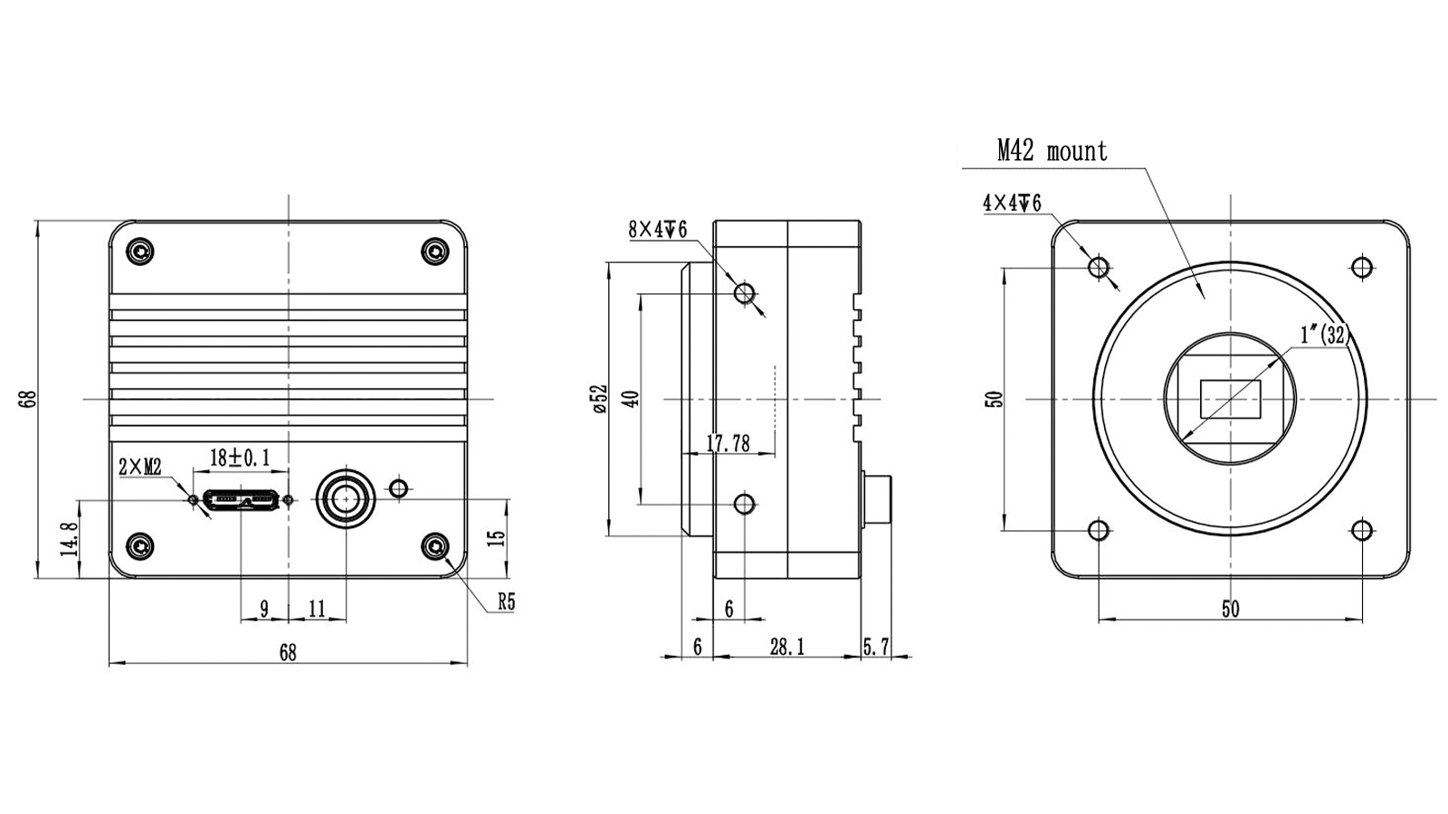 As 1.3 Mp 4 Mp Pixels Uncooled Camera Dimensions